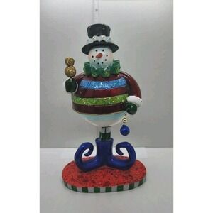 Pacific Rim 8 Inch Bobble Clown Dressed Snowman Christmas Glitter 45285